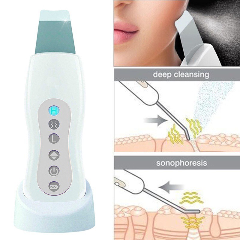 อุปกรณ์ความงาม Ultrasonic Skin Scrubber Ultrasound Facial Skin Cleaner อัลตราโซนิก