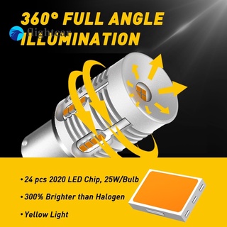 (Flightcar) ชิปสัญญาณไฟเลี้ยว 24Smd2020 2020 Bau15S Py21W P21W 1156 Led T20 7440 7440Na Wy21W ไม่มีแฟลช สีเหลืองอําพัน