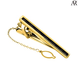 ANGELINO RUFOLO Tie Clip ดีไซน์ Dimension Line เข็มหนีบเนคไทโรเดียมคุณภาพเยี่ยม สีทอง/สีเงิน