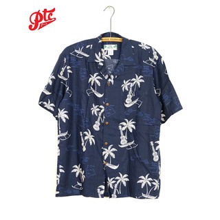 เสื้อฮาวาย Two Palms Islands Navy