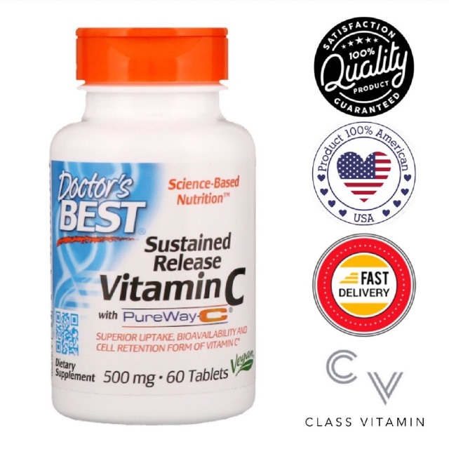 ขายดีมาก//พร้อมส่ง!! Doctor’s Best PureWay-C Sustained Release Vitamin C 500 mg 60 tablets วิตามินซีจากธรรมชาติ 100%