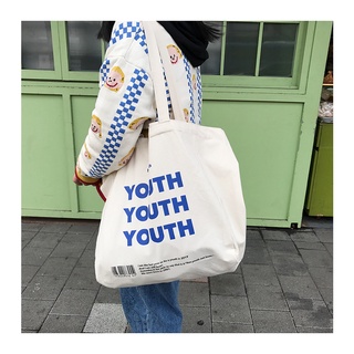 youth tote bag กระเป๋าผ้ามินิมอล มีให้เลือก2รูปทรง