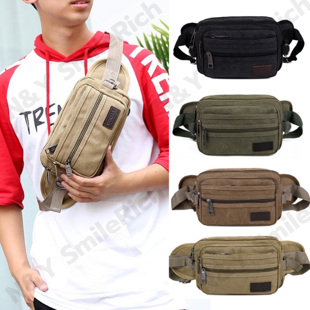 (WNX) กระเป๋าคาดอก กระเป๋าคาดเอวใบใหญ่มีซับด้านใน สำหรับพ่อค้าแม่ค้า พร้อมส่ง