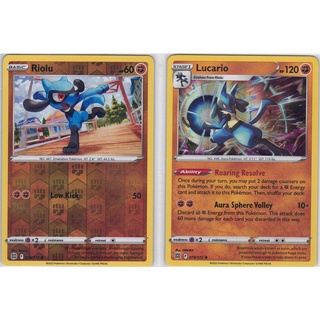 [Pokémon] Riolu Reversed Rare / Lucario Rare from Sword &amp; Shield-Brilliant Stars