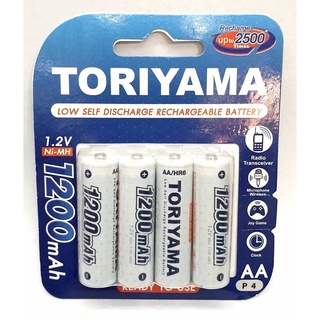 ถ่านชาร์จ Toriyama AA 1200mah 4ก้อน ของใหม่ ของแท้บริษัท