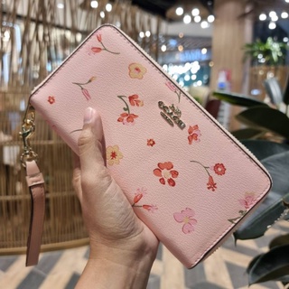 กระเป๋าสตางค์ Coach แท้💯 สีชมพู ใบยาว ลายดอก น่ารัก สวยหวาน ผู้หญิง กระเป๋าเงิน