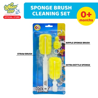 Looney Tunes Baby Bottle Brush  3in1 and Nipple Straw Cleaning Set with Extra Sponge Brush