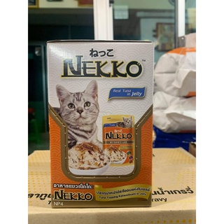 Nekko อาหารเปียกแมว สูตรปลาทูน่าหน้าปลาโออบแห้ง ขนาด 70 กรัม 12 ซอง