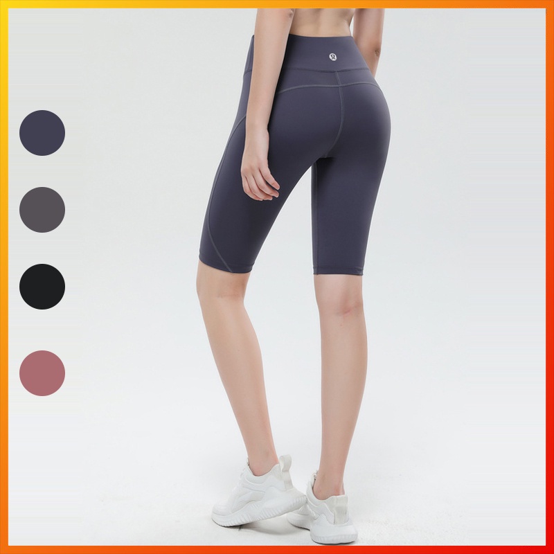 Lululemon Lululemonlemon new slim Yoga Pants High Waist Sports running Capris sports shorts with pockets 6221