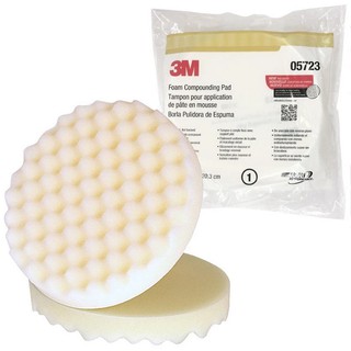 3M 05723 Foam Compounding Pad ฟองน้ำขัดหยาบ สีขาว ขนาด8 นิ้ว (บรรจุ2แผ่น) 5723