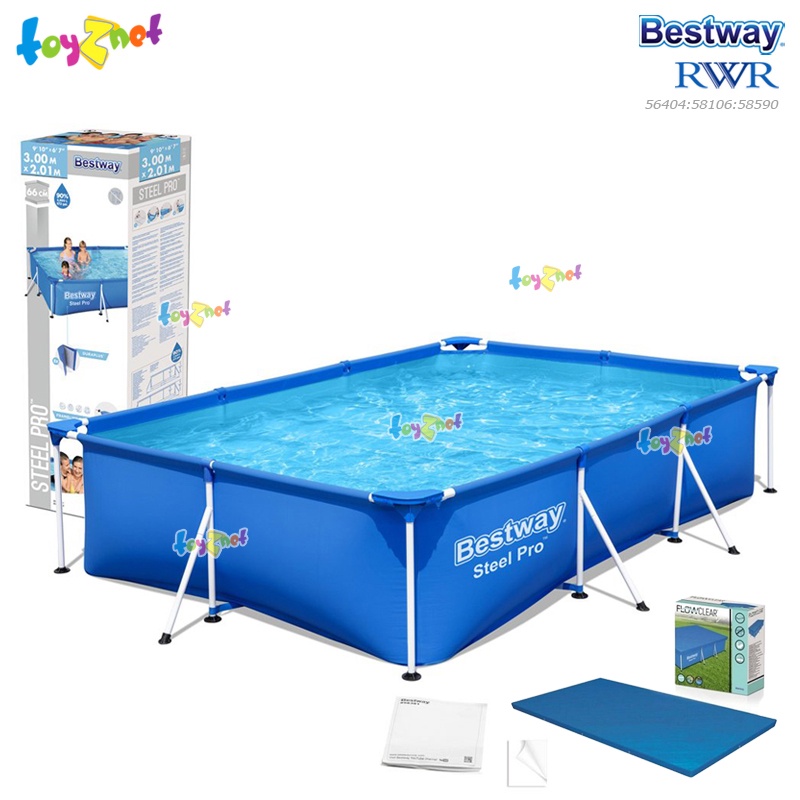 Bestway สระน้ำเฟรมพูล สี่เหลี่ยม 3.00x2.01x0.66 ม. รุ่น 56404/28272 + ผ้าคลุมสระ 58106 + ของแถม(คละลาย) - รูปที่ 3