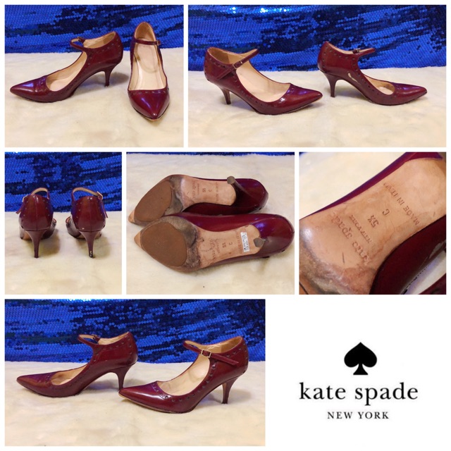 👠: Vintage KATE SPADE Mary Jane Red Leather Heels แท้💯%