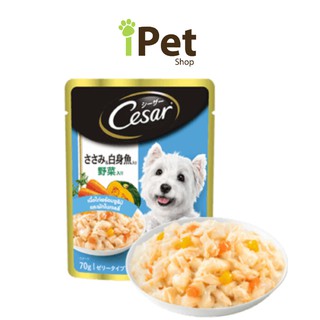 Cesar เพาซ์ เนื้อไก่พร้อมซูริมิและผักในเจลลี่ 70 g * 12 ซอง