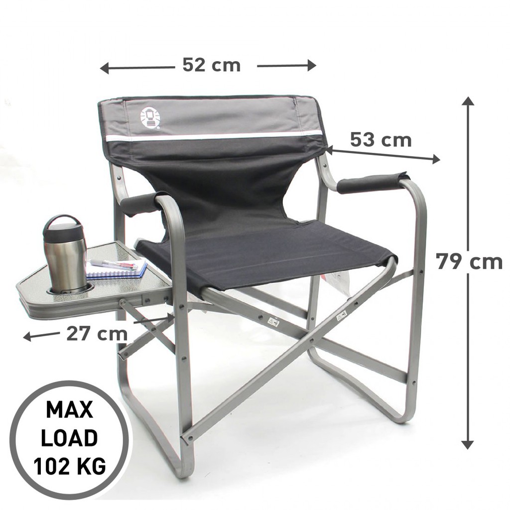 Coleman Aluminum Deck Chair with Table (Black) เก้าอี้พับ เก้าอี้สนาม อลูมิเนียม โคลแมน สีดำ