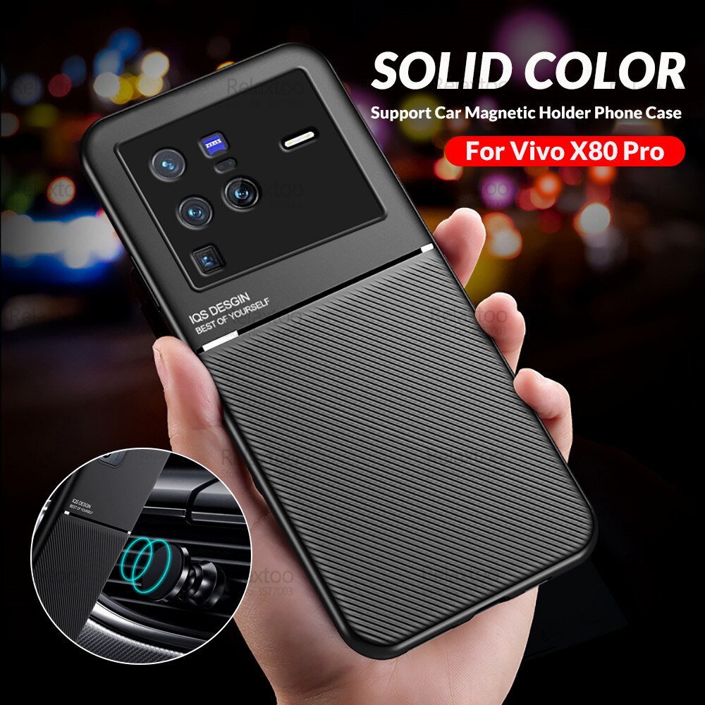 For Vivo X80 Pro Case Car Magnetic Holder Silicone Phone Cover For VivoX80 X 80 80X X80Pro Slim Matte Back Camera Protect Fundas