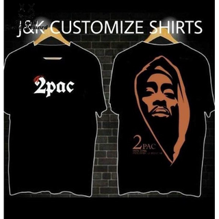 เสื้อสีขาว - 2PAC Tupac แขนสั้นแฟชั่นสตรีทตัวละครย้อนยุคเสื้อผ้าสั้น 2PAC เสื้อยืดคอกลม