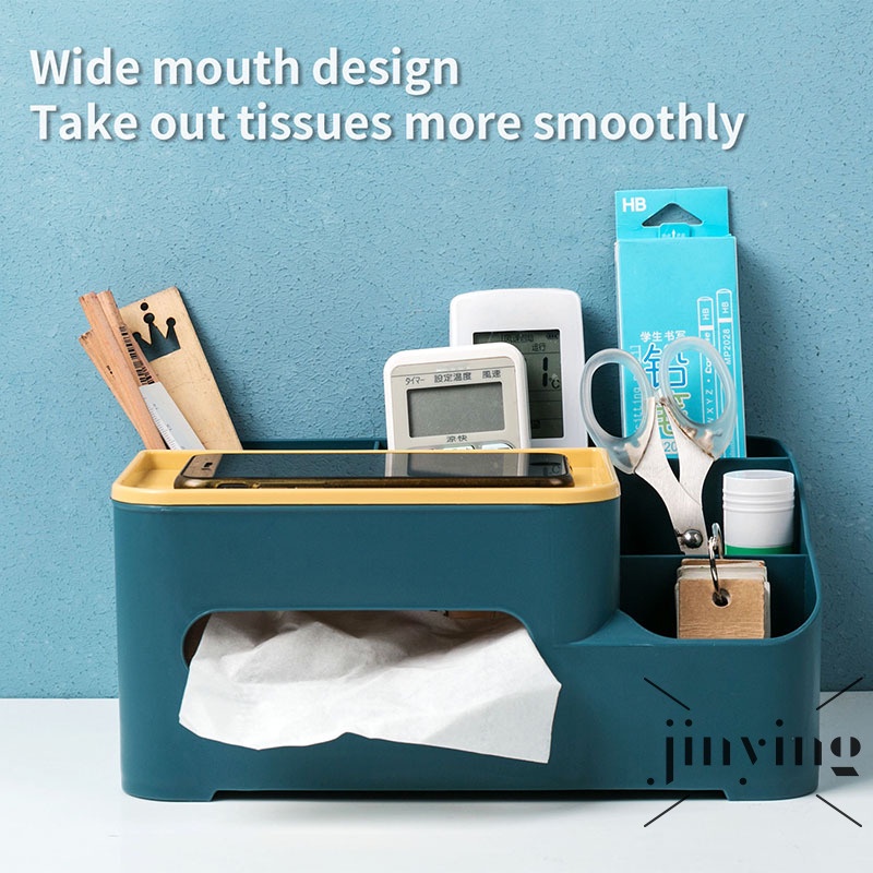 Tissue Box Cover Multi-Function Organizer Remote Control Desktop ...