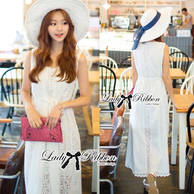 🎀 Lady Ribbon's Made Lady Ribbon White Floral Embellish Lace Maxi