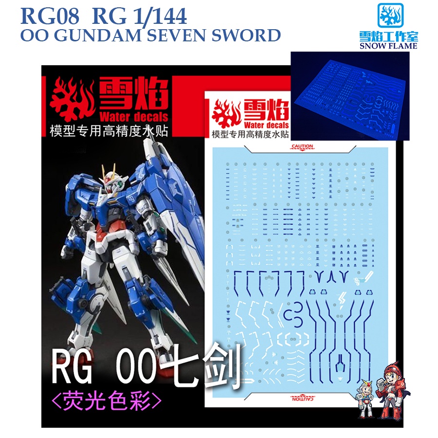 ดีคอลน้ำ [SNOW] RG 08 OO GUNDAM SEVEN SWORD RG 1/144 FLUORESCENT WATER DECAL SRG08 RG08 RG 08