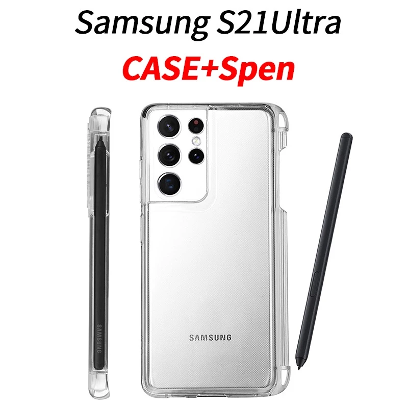 เคสโทรศัพท์มือถือแบบใส พร้อมช่องใส่ปากกาสไตลัส สําหรับ Samsung Galaxy S21 Ultra 5G SPEN s-pen SM-G998