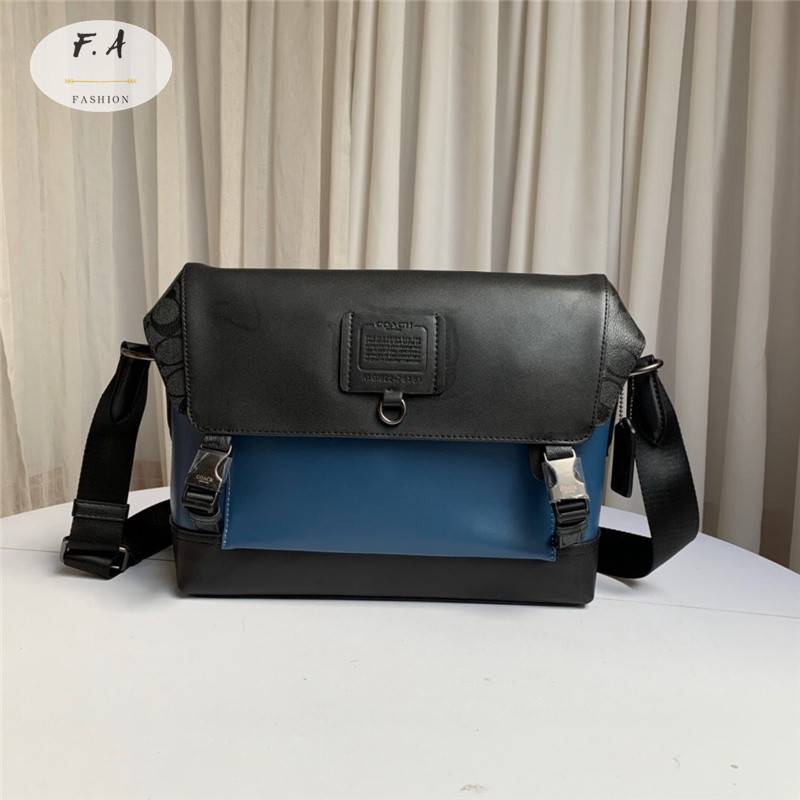 F.A ว่าแท้100% COACH  Men's Genuine Leather Briefcase Handbag กระเป๋าสะพายข้าง 76151