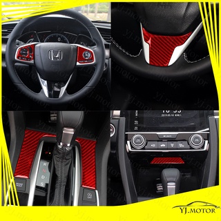 สติกเกอร์คาร์บอนไฟเบอร์ สําหรับติดตกแต่งพวงมาลัยรถยนต์ Honda Civic FC ปี 2016-2021 Interior Dashboard Decorative Sticker