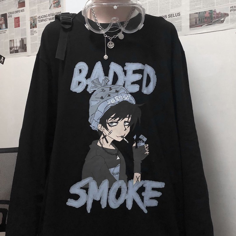 เสื้อยืดแขนยาวลายการ์ตูนอนิเมะเกาหลีสำหรับผู้ชายและผู้หญิง ราคา ถูกที่สุด ดีลบีเคเค แกลเลอรีภาพที่ 8