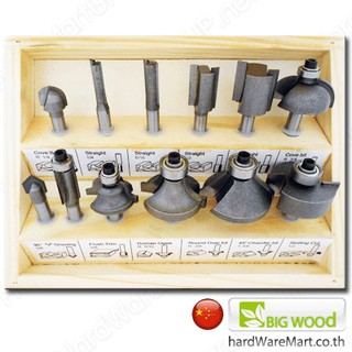 ดอกเร้าเตอร์ แกน 1/4" 12 ชิ้น BigWood 418921  router bits set