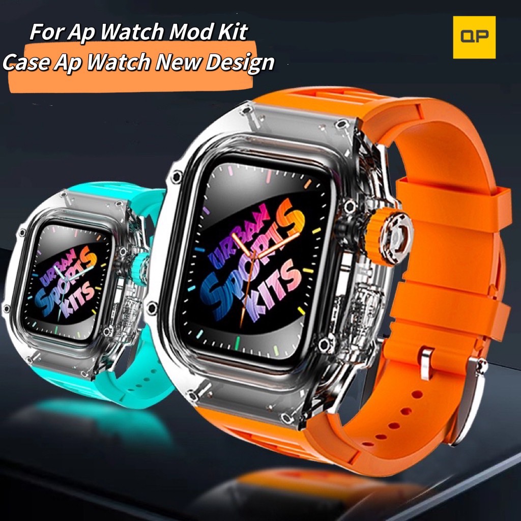 สินค้าพร้อมส่ง สาย Watch เคสใส สายยางทรง Richard Mile สำหรับ Apple Watch 8 7 6 5 4 Mod Kit ขนาด 44/45 mm