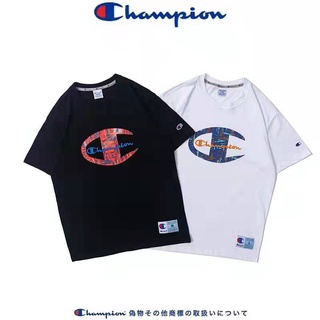 Champion เสื้อยืดแขนสั้น ผ้าฝ้าย พิมพ์ลายตัวอักษร ทรงหลวม สําหรับผู้ชาย และผู้หญิง