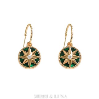 ต่างหูหยกดาว  Emerald Green Gold Star Earrings