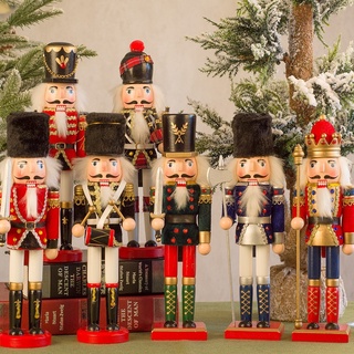 ของเล่นไม้ Nutcracker King Drummer Solider ตุ๊กตานัทแครกเกอร์เครื่องประดับ 6 ชิ้น