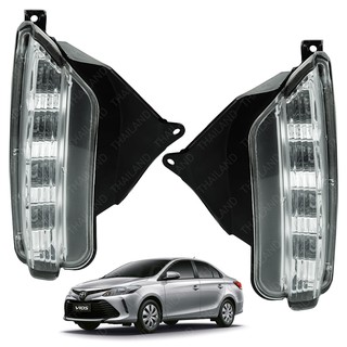 DRL ชุด ไฟเดย์ไลท์ ครอบตรงสปอร์ตไลท์ สีดำ สำหรับ Toyota Vios Sedan ปี 2017-2019