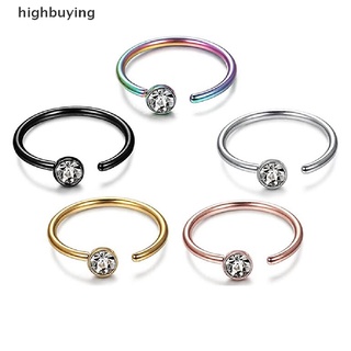 [highbuying] แหวนจมูก สเตนเลส รูปตัว C ประดับเพชรเทียม เครื่องประดับเจาะร่างกาย ใหม่