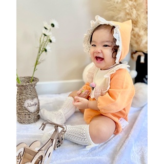 Apricot knit romper set