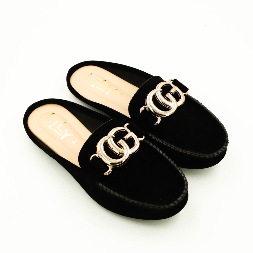 Size 36-40 รองเท้าคัทชู เปิดส้น แบบอะไหล่ CG หนังกำมะหยี่ Lily Shoes [ใส่โค้ด DEC50SC รับส่วนลด 50 บาท] - รูปที่ 7