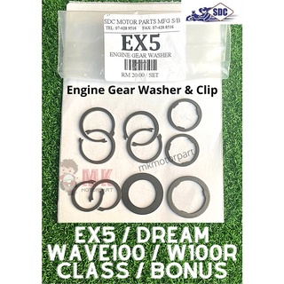 (SDC) เครื่องซักผ้าเกียร์เครื่องยนต์ EX5 Hi Power Dream Class Wave100 Wave100R E Bonus Enjin Washer &amp; Clip