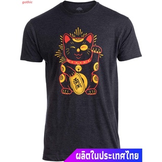 gothic เสื้อยืดผู้ชายและผู้หญิง Maneki-Neko Lucky Cat Cool Japanese Good Luck Charm Japan T-Shirt Men Women Mens Women