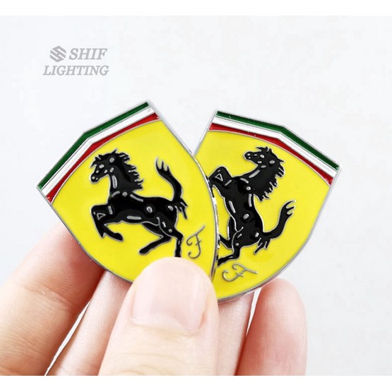 ราคาต่อ 1 ชิ้น โลโก้ เฟอรารี่ งานโลหะ Small Metal Yellow SF Horse Logo Car Auto Emblem Badge For FERRARI