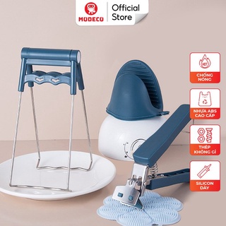 Bộ Dụng Cụ Gắp Bát Đĩa Chống Nóng - Găng Tay Silicon - Miếng Rửa Chén Bát Silicon - 6 Chi Tiết Cực Đa Năng - MODECO