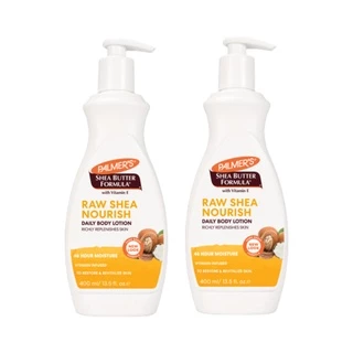 (แพ็ค 2) Palmer's Raw Shea Nourish Daily Body Lotion 400 ml.โลชั่นทาผิวกาย สูตรรอเชียร์ เติมความชุ่มชื้น ปาล์มเมอร์