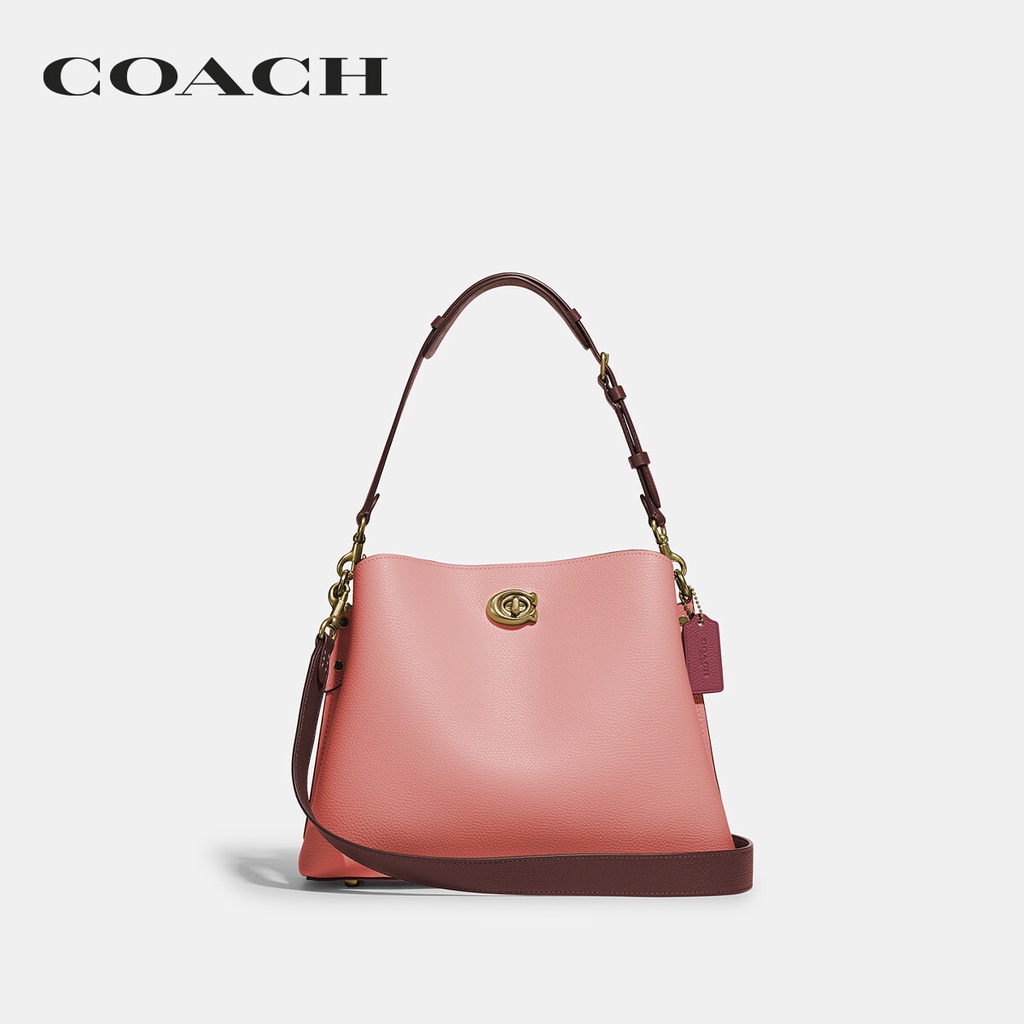 【ลิขสิทธิ์แท้】 COACH กระเป๋าสะพายไหล่ผู้หญิง รุ่น WILLOW SHOULDER BAG IN COLORBLOCK C2590 B4S5K