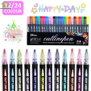 ปากกามาร์กเกอร์ เมทัลลิก เส้นคู่ 12/24 สี DIY สําหรับโลหะ @ZR-FHL1-SHSKC3828