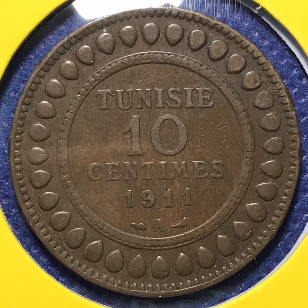 No.60804 ปี1911 ตูนิเซีย 10 CENTIMES เหรียญสะสม เหรียญต่างประเทศ เหรียญเก่า หายาก ราคาถูก
