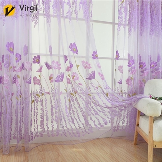 🍉🍉Offset Printing Sheer Yarn Curtain Tulle Blind Window Screen Voile Panel Balcony Decor