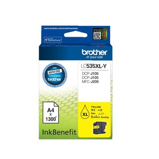 ตลับหมึกอิ้งค์เจ็ท Brother LC 535 XL, y สีเหลือง ​ แบบมีกล่อง​ ของแท้​ 100%