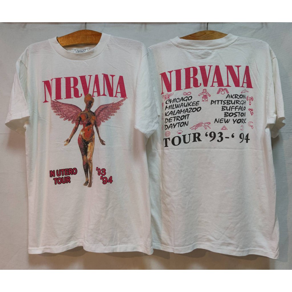 Nirvana Tour 93-94 ฟอกนุ่ม วินเทจ หายาก เสื้อวง เนอร์วาน่า Vintage ผ้า100  ป้าย Giant Made In Usa | Shopee Thailand