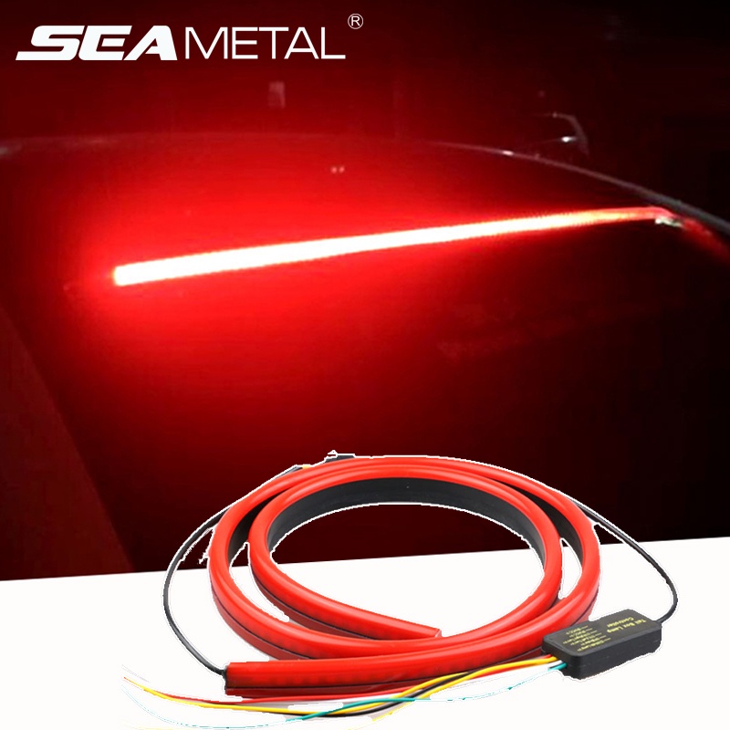 Seametal แถบไฟเลี้ยว ไฟเบรก LED 12V 90 ซม. ยืดหยุ่น อุปกรณ์เสริม สําหรับรถยนต์