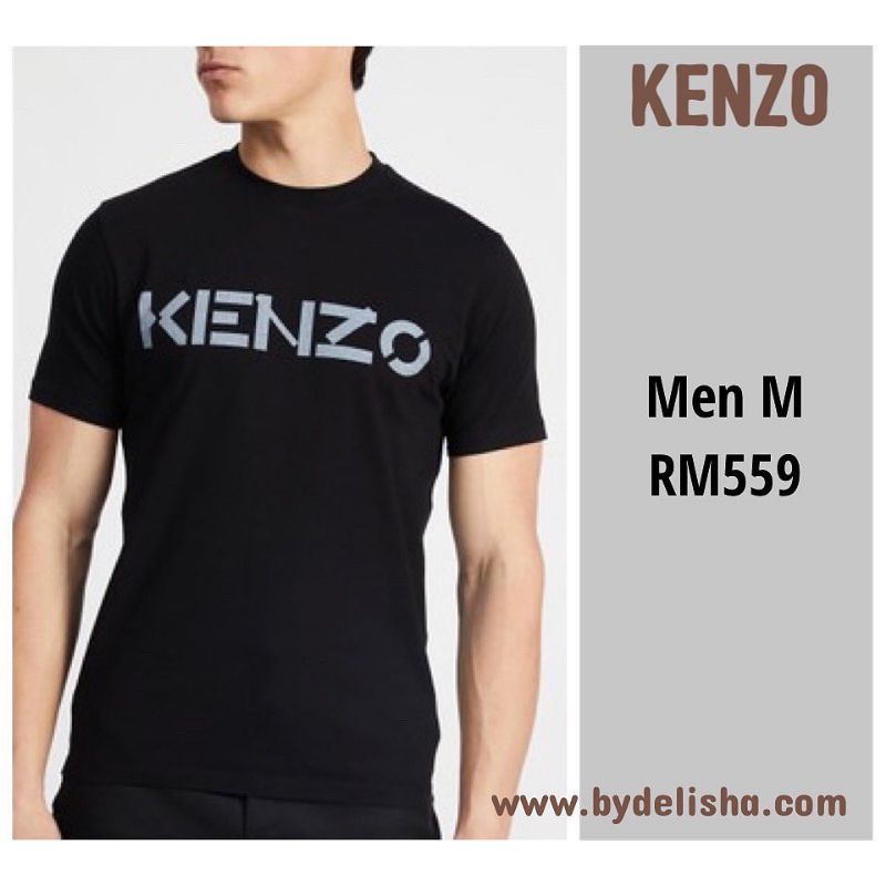 Kenzo Men M เสื้อยืดสีดํา Kenzo Grey Logo