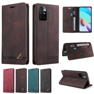 เคสโทรศัพท์มือถือหนัง PU ฝาพับแม่เหล็ก พร้อมช่องใส่บัตร สไตล์เรโทร สําหรับ Xiaomi 12 12x 12s POCO M4 X4 Nfc Redmi 10 10C Note 11 Pro 11s 11E 11T 5G